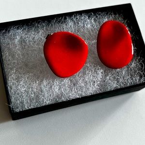 Four Eyes Ceramics, Oona Red Porcelain Earrings, NWOT